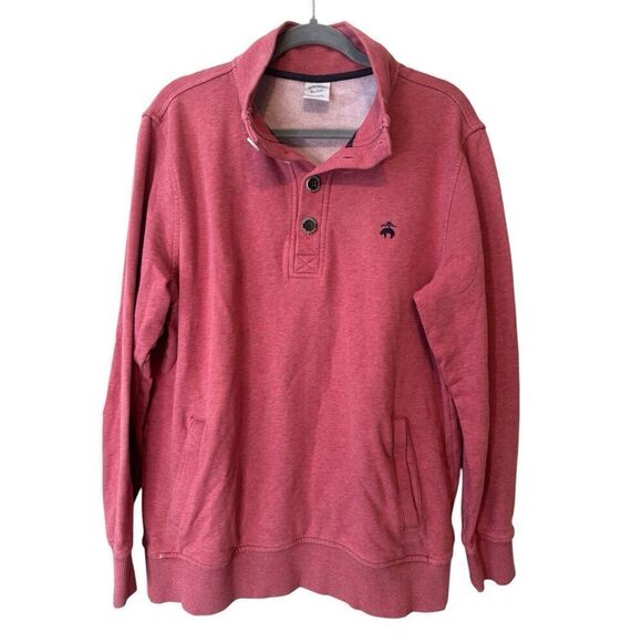 Brooks Brothers Sweater Mens Large Red Pinkish Henley Pullover Casual Sheep Logo - Picture 1 of 5